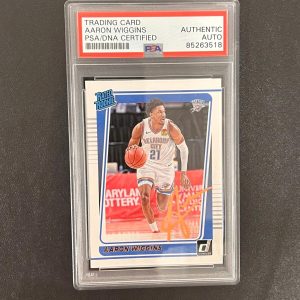 2021-22 Panini Donruss #241 Aaron Wiggins AUTO PSA/DNA Encapsulated RC Thunder