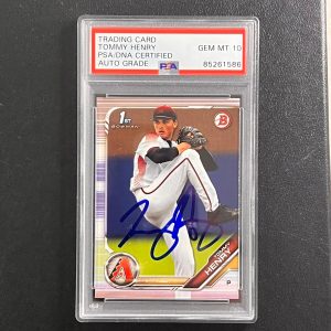 2020 Topps Bowman #Bd-197 Tommy Henry Signed Card AUTO 10 PSA Slabbed Diamondbac