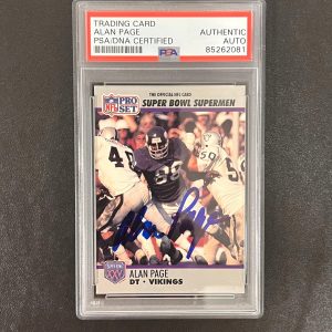 1990 NFL Pro Set #86 Alan Page Signed Card PSA AUTO Slabbed Vikings