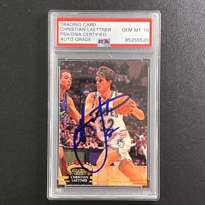 1992 Topps Stadium Club #206 Christian Laettner Signed Card AUTO 10 PSA/DNA Slab