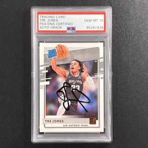 2020-21 Donruss Rated Rookie #244 Tre Jones Signed Card AUTO 10 PSA/DNA Slabbed
