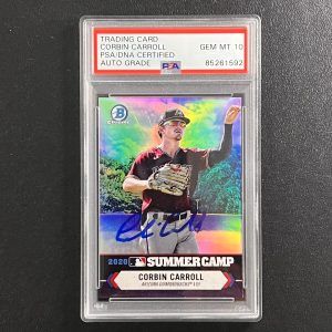 2020 Topps Bowman Chrome Summer Camp #SC-27 Corbin Carroll Signed Card PSA/DNA A
