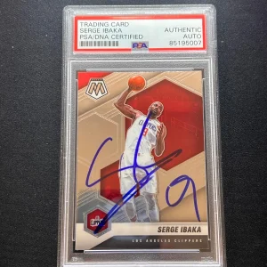 2020-21 Panini Mosaic #115 Serge Ibaka Signed Card AUTO PSA Slabbed Clippers
