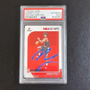 2019-20 NBA Hoops #220 Nassir Little Signed Rookie Card AUTO PSA Slabbed RC Blaz