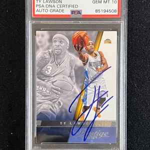 2014-15 Panini Prestige #93 Ty Lawson signed Card AUTO 10 PSA Slabbed Nuggets