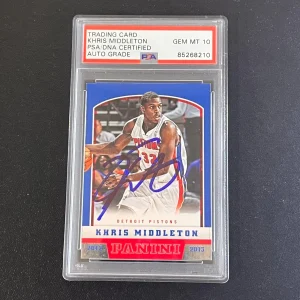 2012-13 Panini Basketball #276 Khris Middleton Signed Card AUTO 10 PSA Slabbed P