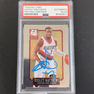 2013-14 Panini Elite #103 Wesley Matthews Signed Card AUTO PSA Slabbed Trail Bla