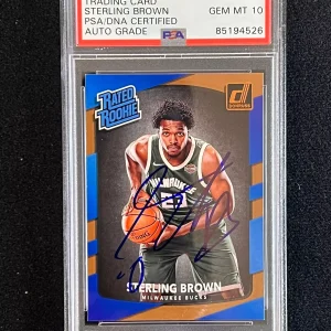 2017-18 Donruss Rated Rookie #165 Sterling Brown Signed Card AUTO 10 PSA/DNA Sla