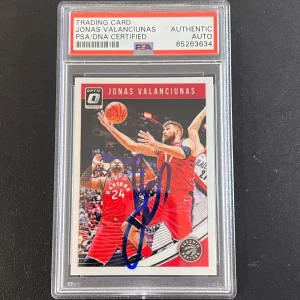 2018-19 Panini Donruss Optic #43 Jonas Valanciunas Signed Card AUTO PSA Slabbed