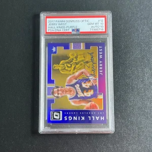 2017 Panini Donruss Optic Hall Kings Purple #12 JERRY WEST Signed Card GEM MT 10