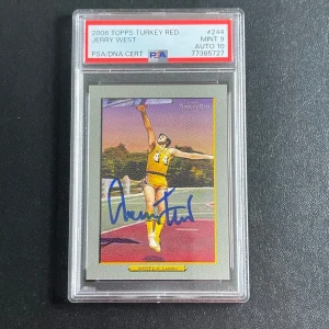 2006 Topps Turkey Red #244 JERRY WEST Signed Card MINT 9 Auto 10 PSA Slabbed Lak