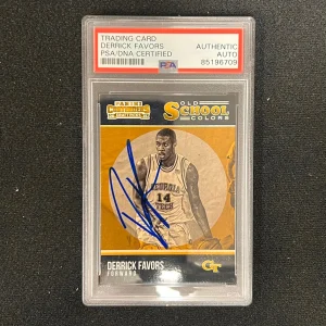 2015-16 Contenders Draft Picks #45 Derrick Favors Signed Card AUTO PSA Slabbed G