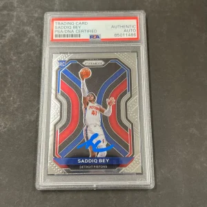 2020-21 Panini Prizm #284 Saddiq Bey Signed Card AUTO PSA Slabbed Pistons