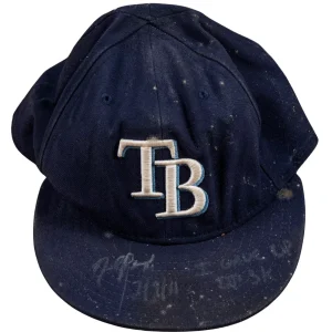 David Price Signed Derek Jeter 3,000th Hit Game Used Hat "I Gave Up DJ's 3k"