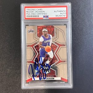 2021-22 Panini Mosaic #183 Reggie Jackson Signed Card AUTO PSA Slabbed Clippers