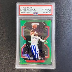 2021-22 Panini Prizm #213 Reggie Jackson Signed Card AUTO PSA Slabbed Clippers