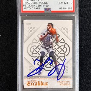 2015-16 Panini Excalibur #18 Thaddeus Young Signed Card AUTO 10 PSA Slabbed Nets