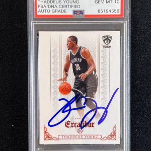2014-15 Panini Excalibur #10 Thaddeus Young Signed Card AUTO 10 PSA Slabbed