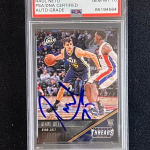2015-16 Panini Threads #171 Raul Neto Signed Card AUTO 10 PSA/DNA Slabbed Jazz