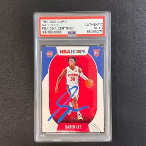 2020-21 Panini Hoops #206 Saben Lee Signed Card AUTO PSA Slabbed RC Pistons