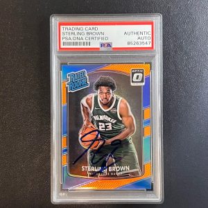 2017-18 Panini Donruss Optic Rated Rookie #165 Sterling Brown Signed Card PSA/DN