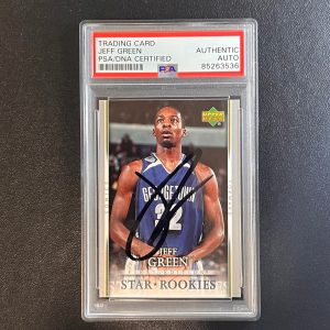 2007-08 Upper Deck First Edition #205 Jeff Green RC Signed Card AUTO PSA/DNA Sla