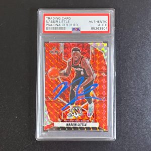 2021-22 Panini Prizm Mosaic #176 Nassir Little Signed Rookie Card AUTO PSA Slabb