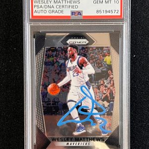 2017-18 Panini Prizm #95 Wesley Matthews Signed Card AUTO 10 PSA Slabbed Maveric