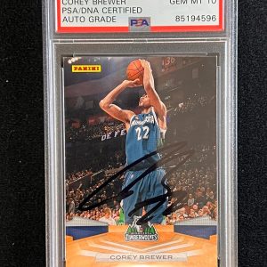 2009-10 Panini Basketball #212 Corey Brewer Signed Card AUTO 10 PSA Slabbed Timb