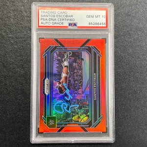 2023 Panini Prizm Smackdown #59 Santos Escobar Signed Card AUTO 10 PSA/DNA Slabb