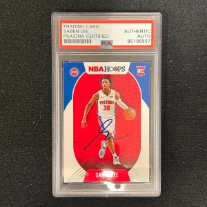 2020-21 Panini Hoops #206 Saben Lee Signed Card AUTO PSA Slabbed RC Pistons