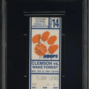 Tim Duncan Signed Ticket PSA NM 7 AUTO AUTH 1995 Wake Forest vs Clemson