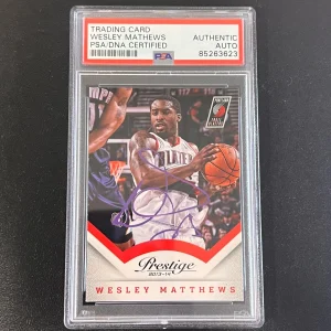 2013-14 Panini Prestige #24 Wesley Matthews Signed Card AUTO PSA Slabbed Trailbl