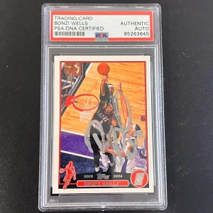 2003-2004 Topps #169 Bonzi Wells Signed Card AUTO GRADE PSA Slabbed Trail Blazer