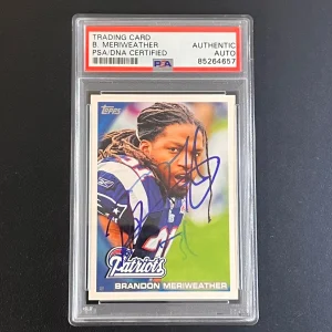 2010-11 Topps #108 Brandon Meriweather Signed Card AUTO PSA Slabbed Patriots