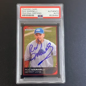 2006-07 Topps Bowman Chrome #165 Rod Marinelli Signed Card PSA Slabbed Auto Lion