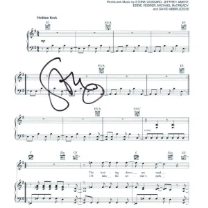 Stone Gossard Pearl Jam Signed Autograph Corduroy Sheet Music - Vitalogy Classic