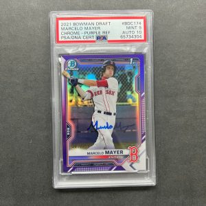 2021 Bowman Chrome 1st Purple #BDC-174 Marcelo Mayer Signed Card PSA 9 AUTO 10 R