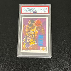 1991 The Collectors Choice #85 James Worthy Signed Card PSA AUTO 10 Slabbed Los