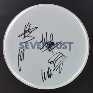 Sevendust Full Band Complete x5 Signed Autograph 12" Drumhead w/ JSA COA