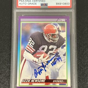 1990 Score #443 Ozzie Newsome Signed Card AUTO 10 PSA slabbed Browns