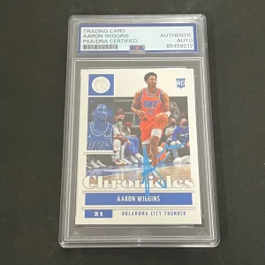 2021-22 Panini Chronicles #34 Aaron Wiggins Signed Card AUTO PSA/DNA Slabbed RC