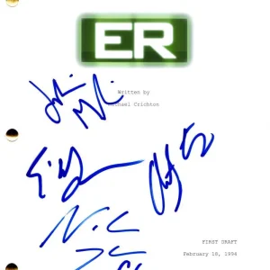 George Clooney Noah Wyle +3 Cast Signed Autograph ER Script Screenplay - JSA COA