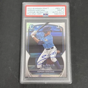 2023 Bowman Draft #BDC130 Adrian Santana Chrome Refractor signed card PSA 9 Auto