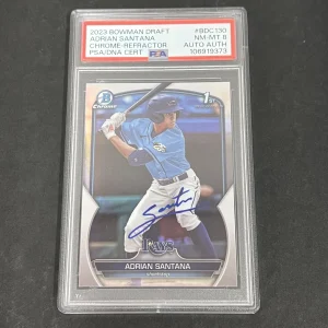 2023 Bowman Draft #BDC130 Adrian Santana Chrome Refractor signed card PSA 8 Auto