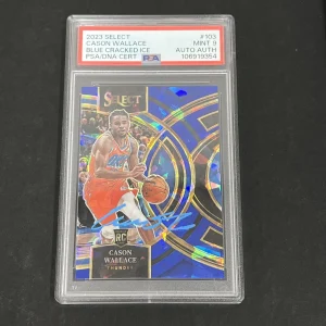2023 Panini Select Blue Cracked Ice #103 Cason Wallace signed card PSA 9 Auto A