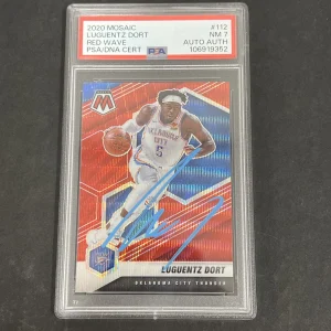 2020 Panini Mosaic Red Wave #112 Luguentz Dort signed card PSA 7 Auto A