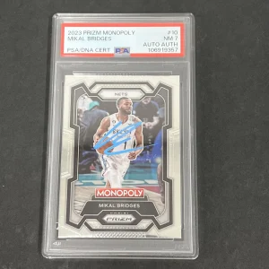 2023 Panini Prizm Monopoly #10 Mikal Bridges signed card PSA 7 Auto A