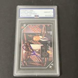 1991 Collect-A-Card #96 Mario Andretti Vette Set signed card PSA Auto 10