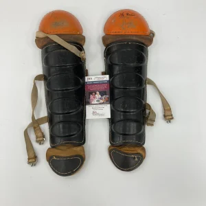 Yogi Berra Signed 1950's Catcher's Shin Guards Yankees JSA COA